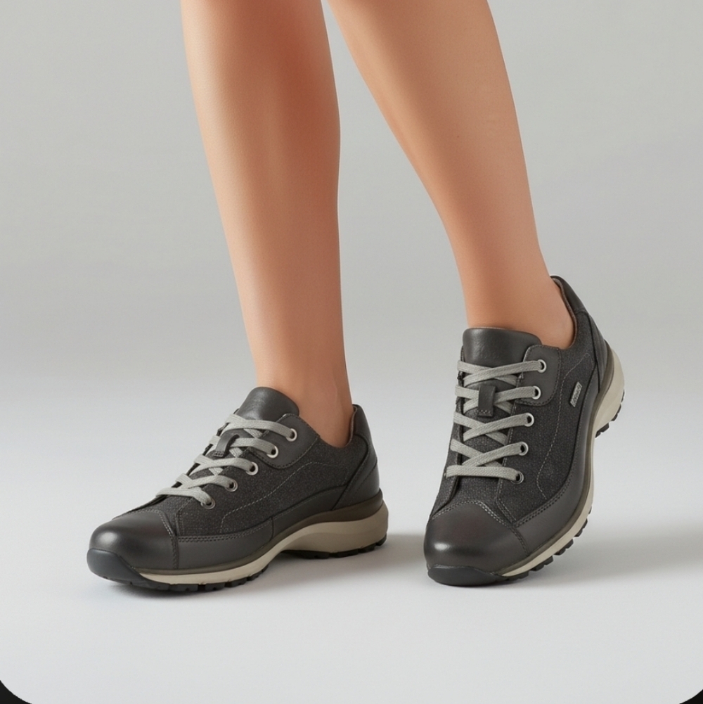 Romika Womens Shoes Size 37/6.5 Black & Gray Leather Lace-Up Top Dry Tex New